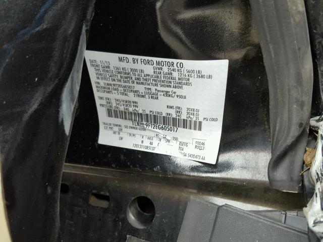 1LNHL9FT2EG605017 - 2014 LINCOLN MKS BLACK photo 10