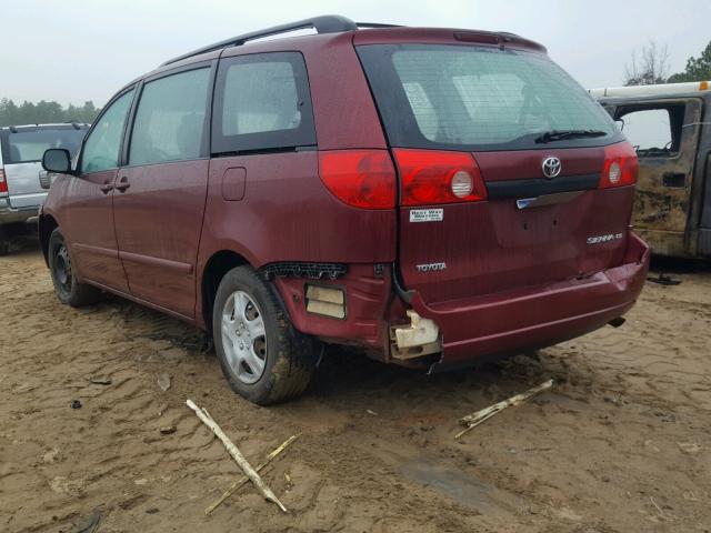 5TDZA23C96S534500 - 2006 TOYOTA SIENNA CE BURGUNDY photo 3