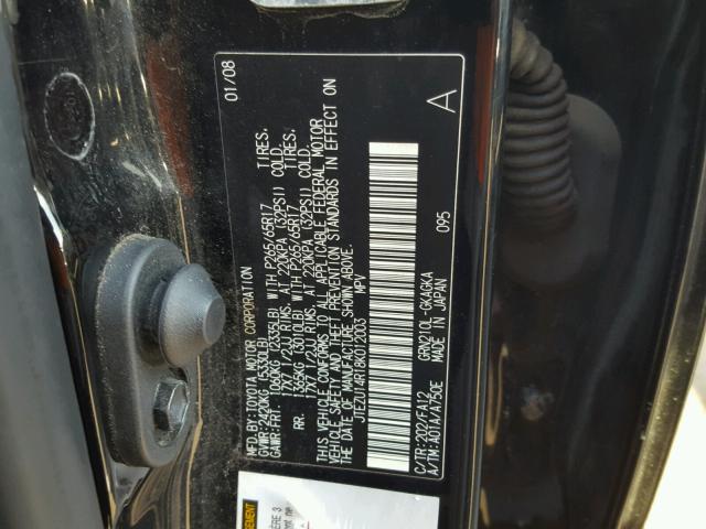 JTEZU14R18K012003 - 2008 TOYOTA 4RUNNER SR BLACK photo 10