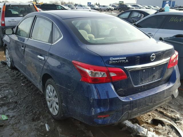 3N1AB7AP9HY254569 - 2017 NISSAN SENTRA S BLUE photo 3