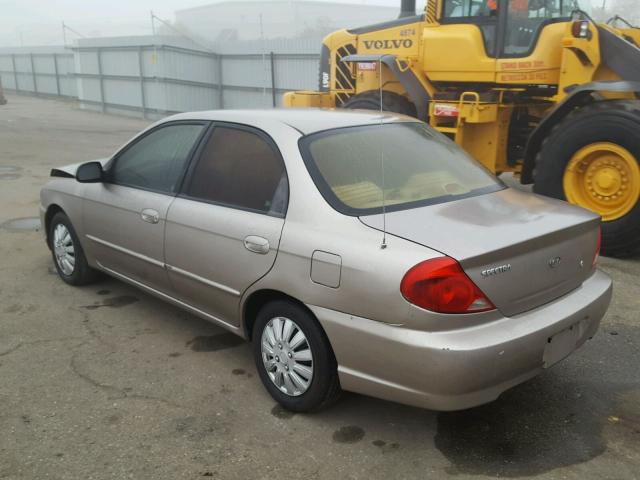 KNAFB121625148706 - 2002 KIA SPECTRA BA TAN photo 3