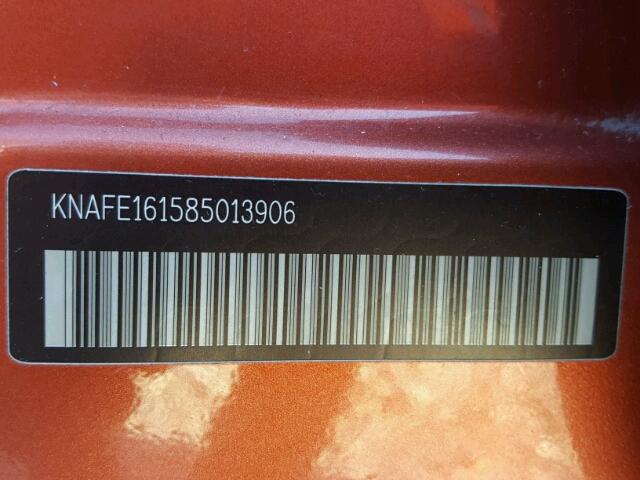 KNAFE161585013906 - 2008 KIA SPECTRA5 5 ORANGE photo 10