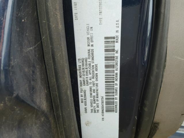 4S3BH625547303754 - 2004 SUBARU LEGACY L S BLUE photo 10