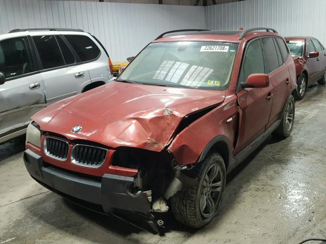 WBXPA93495WD21608 - 2005 BMW X3 3.0I MAROON photo 2