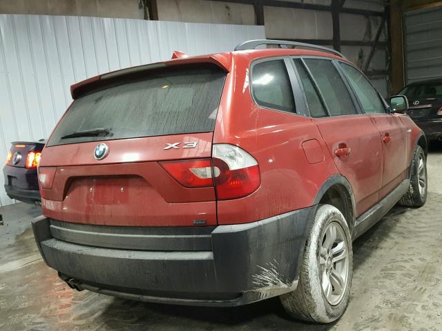 WBXPA93495WD21608 - 2005 BMW X3 3.0I MAROON photo 4