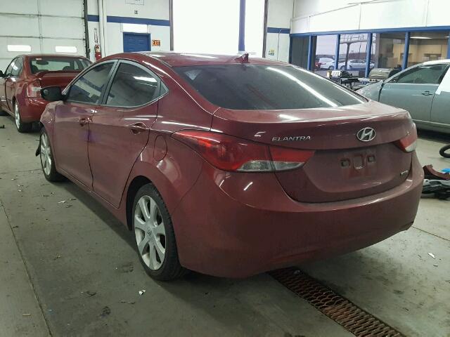 KMHDH4AE7BU114838 - 2011 HYUNDAI ELANTRA GL RED photo 3