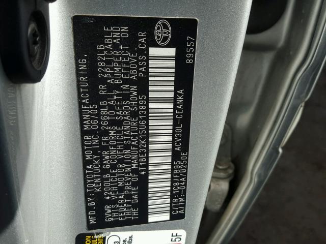 4T1BE32K15U613895 - 2005 TOYOTA CAMRY LE SILVER photo 10
