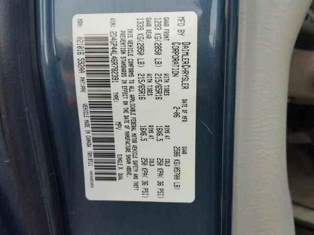 2D4GP44L46R782391 - 2006 DODGE GRAND CARA GRAY photo 10