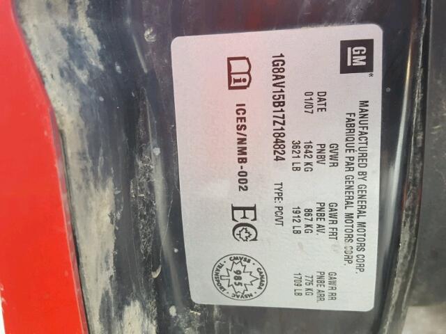 1G8AV15B17Z184824 - 2007 SATURN ION LEVEL 红色 照片 10