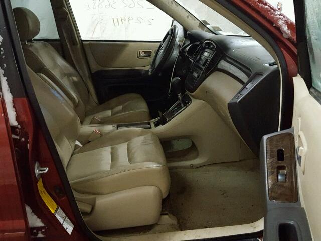 JTEHF21AX20048933 - 2002 TOYOTA HIGHLANDER BURGUNDY photo 5