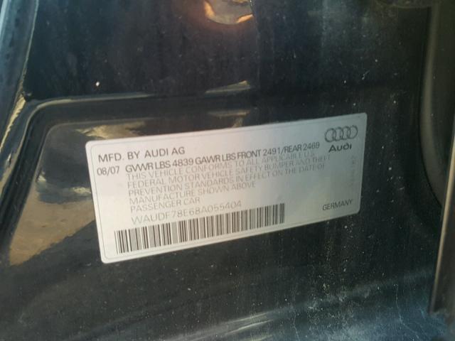 WAUDF78E68A055404 - 2008 AUDI A4 2.0T QU BLACK photo 10