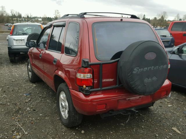 KNDJA7231Y5650293 - 2000 KIA SPORTAGE RED photo 3