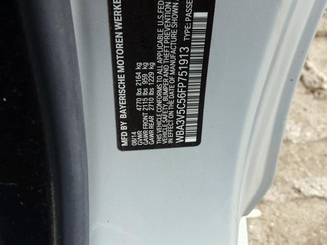 WBA3V5C56FP751913 - 2015 BMW 428 I GRAY photo 10