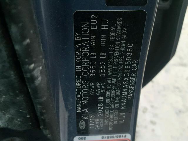 KNADM4A3XG6659360 - 2016 KIA RIO LX Կապույտ լուսանկար 10