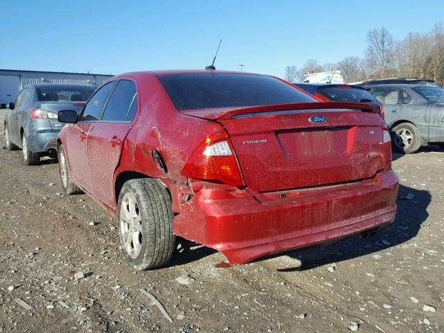 3FAHP0HA0CR268519 - 2012 FORD FUSION SE RED photo 3