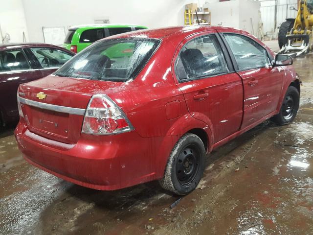 KL1TD56E19B397003 - 2009 CHEVROLET AVEO LS RED photo 4