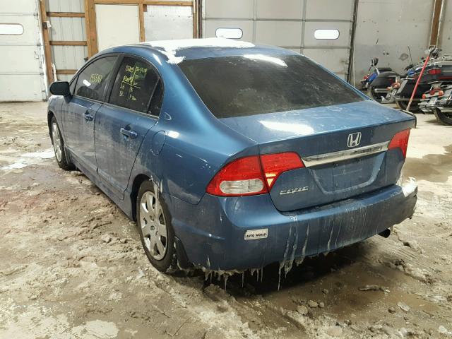 19XFA1F53BE001248 - 2011 HONDA CIVIC LX BLUE photo 3