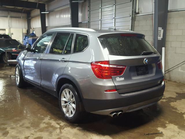 5UXWX9C58E0D29409 - 2014 BMW X3 XDRIVE2 GRAY photo 3