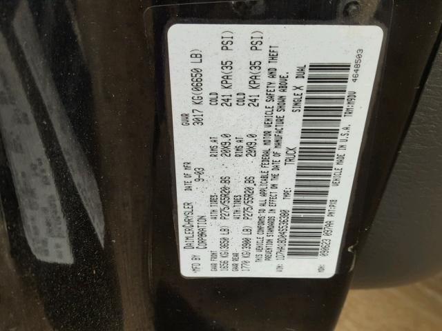 1D7HA18D04S536380 - 2004 DODGE RAM 1500 S BLACK photo 10