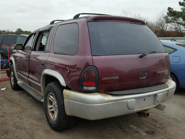 1D4HS58N73F545322 - 2003 DODGE DURANGO SL BURGUNDY photo 3