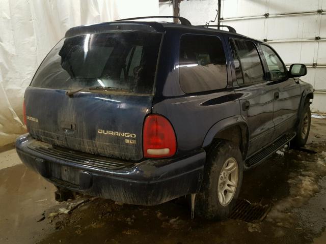 1D4HS48N63F557519 - 2003 DODGE DURANGO SL BLUE photo 4