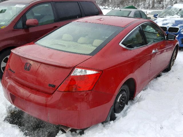 1HGCS21859A007199 - 2009 HONDA ACCORD EXL RED photo 4