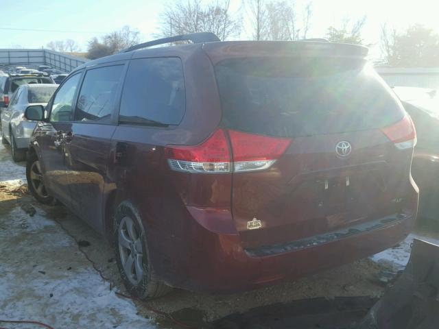 5TDKK3DC3ES500022 - 2014 TOYOTA SIENNA LE BURGUNDY photo 3