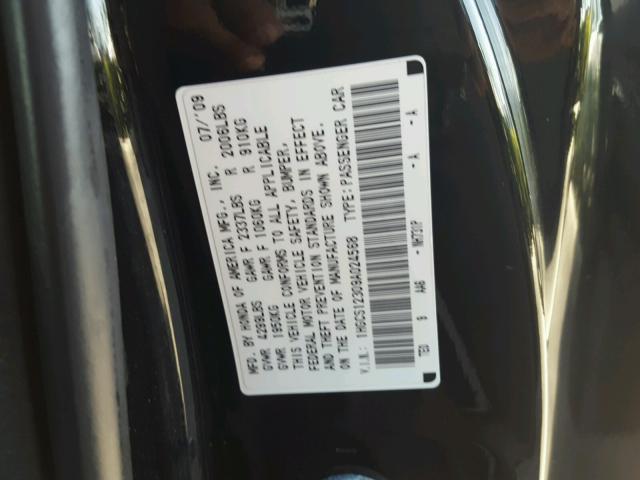 1HGCS12309A024568 - 2009 HONDA ACCORD LX BLACK photo 10