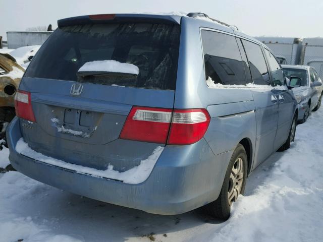 5FNRL38766B022306 - 2006 HONDA ODYSSEY EX BLUE photo 4