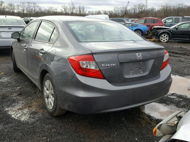 19XFB2F54CE375405 - 2012 HONDA CIVIC LX GRAY photo 3