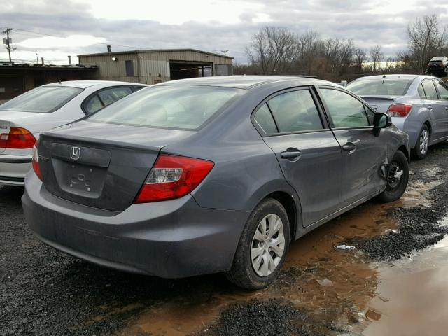 19XFB2F54CE375405 - 2012 HONDA CIVIC LX GRAY photo 4