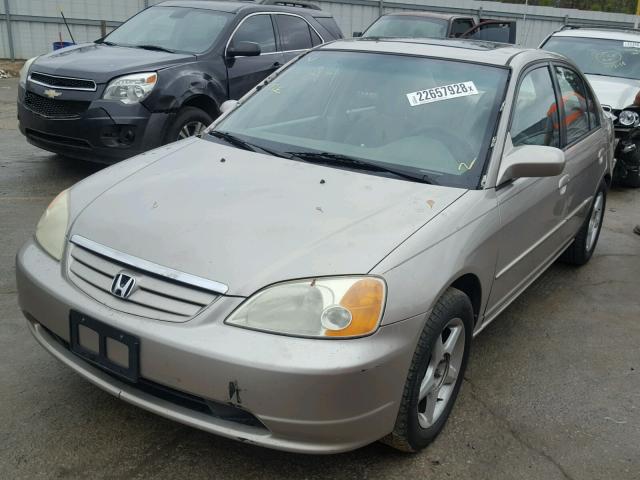 1HGES26781L044555 - 2001 HONDA CIVIC EX BEIGE photo 2