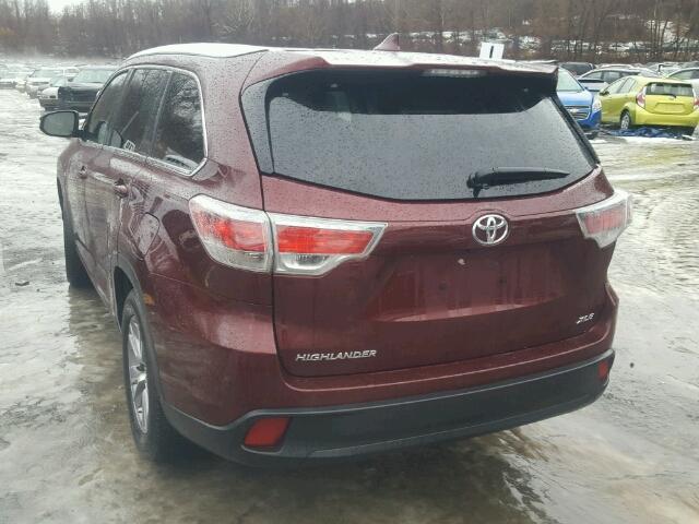 5TDKKRFH8ES029996 - 2014 TOYOTA HIGHLANDER BURGUNDY photo 3