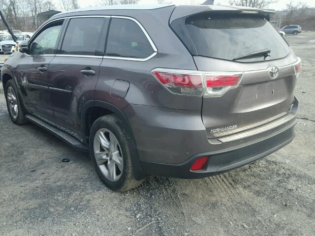 5TDYKRFH4FS041333 - 2015 TOYOTA HIGHLANDER GRAY photo 3