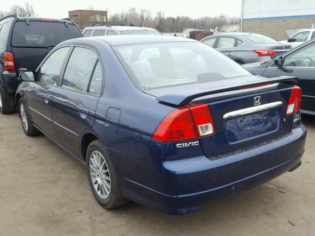 2HGES16565H613396 - 2005 HONDA CIVIC LX BLUE photo 3