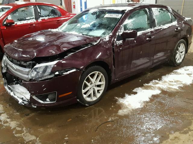 3FAHP0JA0CR256798 - 2012 FORD FUSION SEL MAROON photo 2