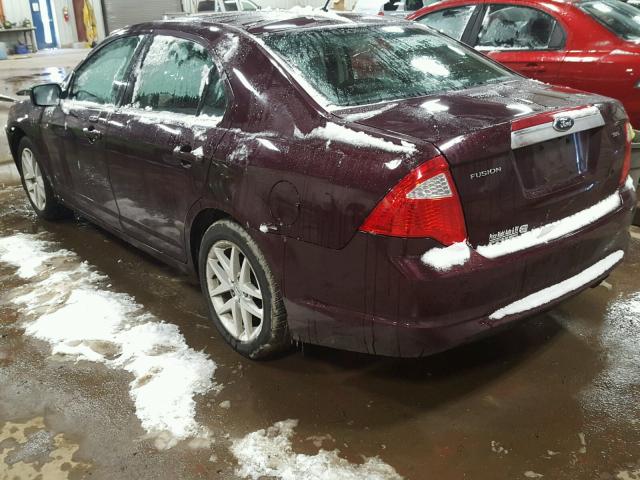 3FAHP0JA0CR256798 - 2012 FORD FUSION SEL MAROON photo 3