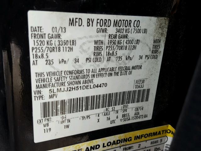 5LMJJ2H51DEL04470 - 2013 LINCOLN NAVIGATOR 黑色 照片 10