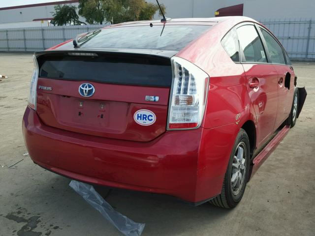 JTDKN3DU8A0030910 - 2010 TOYOTA PRIUS RED photo 4