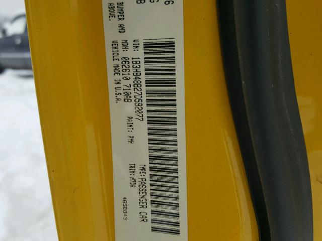 1B3HB48B27D592077 - 2007 DODGE CALIBER SX YELLOW photo 10