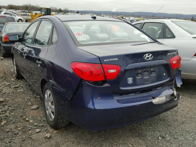 KMHDU46D38U404692 - 2008 HYUNDAI ELANTRA GL BLUE photo 3