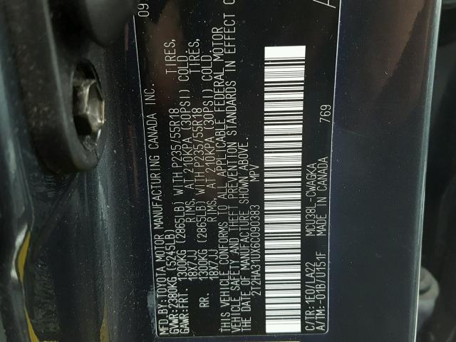 2T2HA31UX6C090383 - 2006 LEXUS RX 330 BLUE photo 10