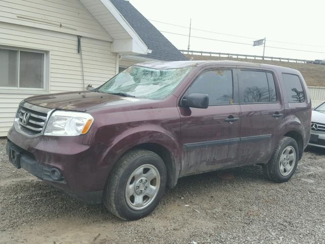 5FNYF4H26DB005449 - 2013 HONDA PILOT LX RED photo 2