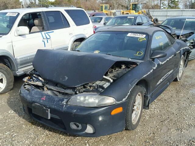 4A3AK44Y0XE149539 - 1999 MITSUBISHI ECLIPSE GS BLACK photo 2