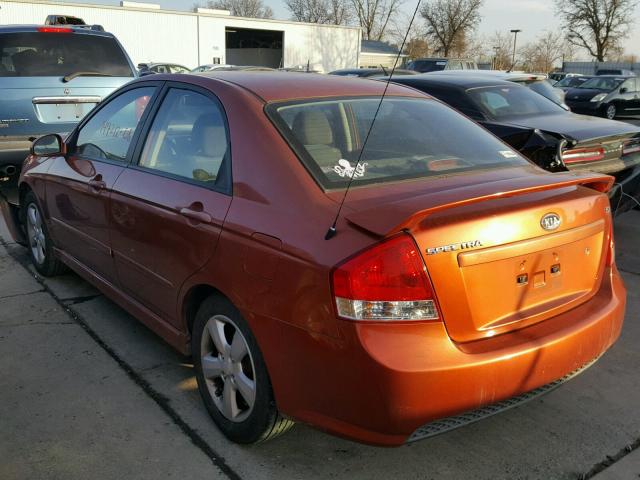 KNAFE121185020258 - 2008 KIA SPECTRA EX ORANGE photo 3