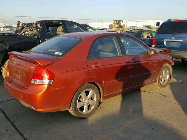 KNAFE121185020258 - 2008 KIA SPECTRA EX ORANGE photo 4