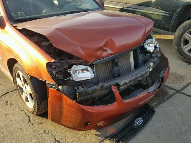 KNAFE121185020258 - 2008 KIA SPECTRA EX ORANGE photo 9