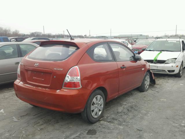 KMHCM36C49U105484 - 2009 HYUNDAI ACCENT GS ORANGE photo 4