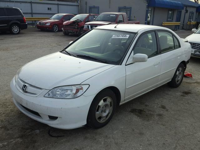 JHMES96685S020913 - 2005 HONDA CIVIC HYBR WHITE photo 2