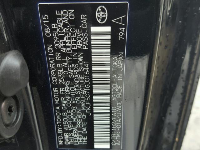 JTKJF5C71GJ016441 - 2016 TOYOTA SCION TC 黑色 照片 10